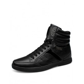 Comfortable High-Top Lace-Up Casual Shoes in Black
