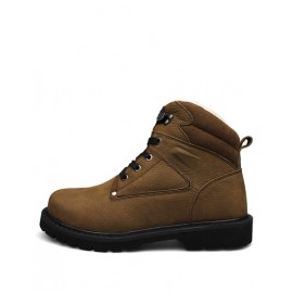 Cozy Round Toe Fleece Lining Solid Color Martin Boots with Lace-Up