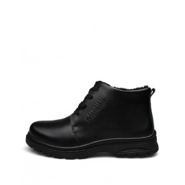 Cool Lace-Up Round Toe Fleece Lining Martin Boots in Pure Color