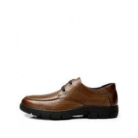 Fashionable Perforate Trim Almond Toe Dress Shoes with Lace-Up