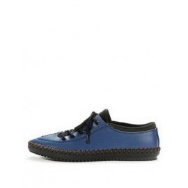 Korean Lace-Up Contrast Color Shoes with Stitching Trim