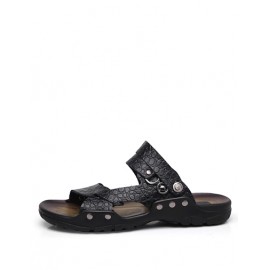 Casual Studs Detail Utility Slippers in Croco Veins