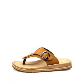 Casual Buckle Trim Antiskid Slippers with T-Bar