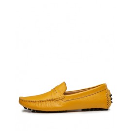 Loose-Fit Solid Color Ruched Trim Loafers with Almond Toe