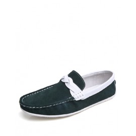 England Weave Trim Two Tone Loafers with Round Toe