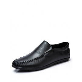 Concise Stitching Trim Ruched Loafers in Solid Color