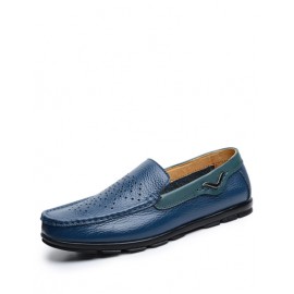 England Perforate Trim Square Toe Loafers in Pure Color
