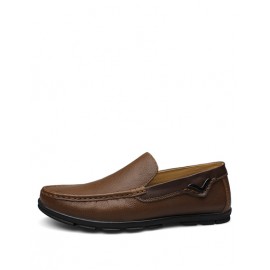 Concise Square Toe Stitching Trim Loafers in Solid Color