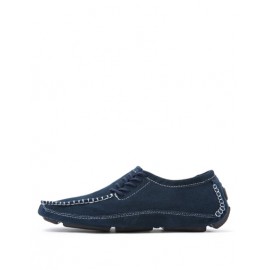 Korean Stitching Trim Loafers with Lace-Up Accent