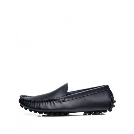 Leisure Stitching Trim Ruched Loafers with Studs Detail