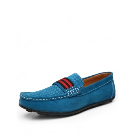 Leisure Stripe Pattern Loafers with Dots Embossed