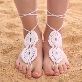 Fashion Women Hand-made Knit Crochet Adjustable Anklets Beach Barefoot Anklets 