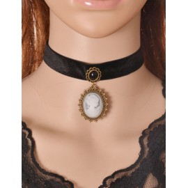 Vintage Woman Figurine Ornament Wide Necklace