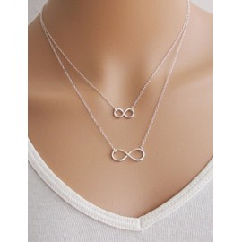 Simple Plating Number 8 Design Multi Necklace in Silver