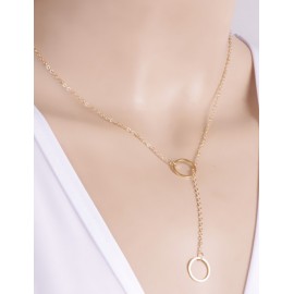 Chic Metallic Eyelet Design Adjustable Necklace in Pure Color