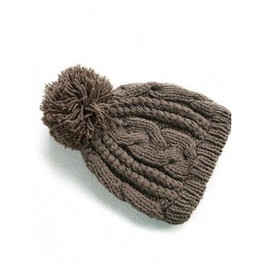 Endearing Twist Knitted Snowball Hat in Pure Color For Women