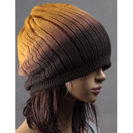 Sporty Non-Brim Knitted Beanie Hat in Ombre Color For Women