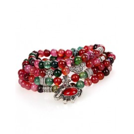 Multicolor Layered Bracelets with Floral Metal Trim