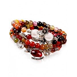 Tribal Style Colorful Pearl String Layered Bracelets