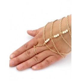 European Beads Detail Layered Chain Bracelet in Gold