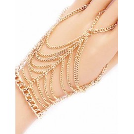 European Layered Tassel Trim Ring Design Bracelet in Gold