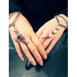 Hot Summer Glitter Gem Inset Ring Trim Bracelet in Silver