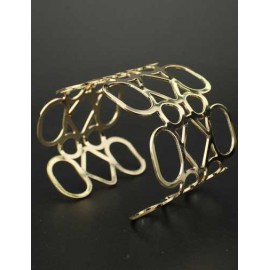 Cutwork Metallic Broad Size Cuff Bracelet in Gold