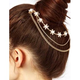 Graceful Rhinestone Detail Tassel Chain Hair Clip in Gold