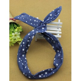 Preppy Star Printed Tow Tone Hair Band with Twist Rabbit