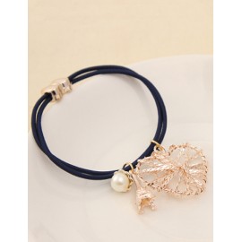 Korean Hollow-Out Heart Shape Beads Trim Hair Tie