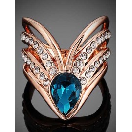 Faddish Heart Shape Hollow-Out Gem Ornament Ring with Plating