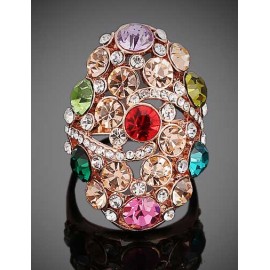 Spangle Colorful Rhinestone Detail Rings with Hollow-Out