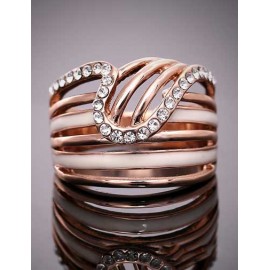 Styling Rhinestone Detail Hollow-Out Stripe Ring