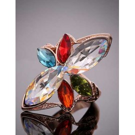 Shimmer Floral Design Gem Ornament Ring with Cutwork Trim9.50