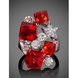 Luxurious Geometric Gem Ornament Plating Ring with Star