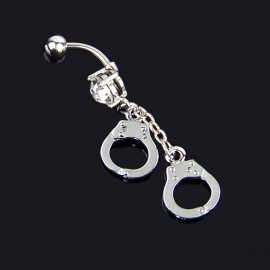 Handcuffs Crystal Rhinestone Navel Belly Button Barbell Rings Body Piercing