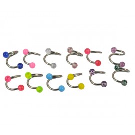 20PCS 12 Colours New Titanium Twist Spiral Belly Ring Navel Colorful 