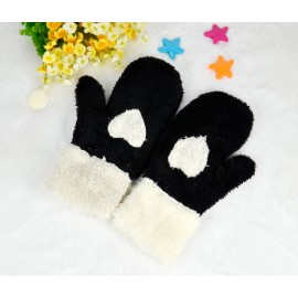 Women Gloves Cute Love Heart Warm Full Mittens Gloves