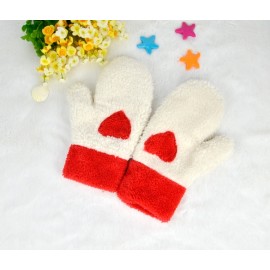 Women Gloves Cute Love Heart Warm Full Mittens Gloves