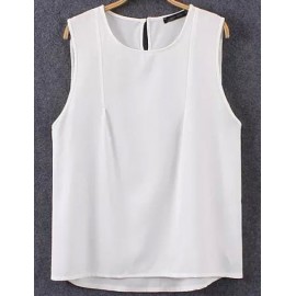 Simple Split Hem Ruched Chiffon Tank Top in Pure Color