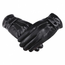 Zeagoo Fashion Unisex Gloves Winter Warm Synthetic Leather Driving Gloves With Fleece