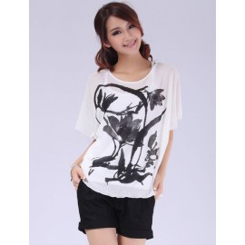 Ruffle Sleeve Loose Fit Top in Washed Painting Print