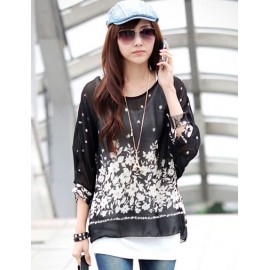 Casual Floral Printed Chiffon Top in Loose Fit For Women