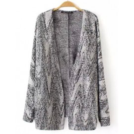 Special Jacquard Trim Knit Cardigan with Long Sleeve Size:M-L