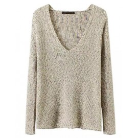 Cute Deep V-Neck Multicolor Sweater with Long Sleeve Size:S-L