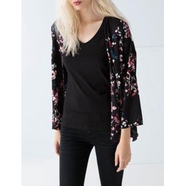 Slouchy Floral Printed Open Front Kimono with Wild Sleeve