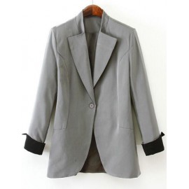 Commuter Long Sleeve Single-Button Lapel Collar Blazer in Gray