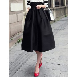 Graceful Flared Hem Full Skirt in Pure Color Size:S-L