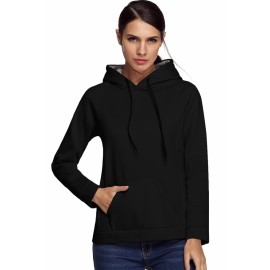 ACEVOG Women Fashion Casual Hooded Raglan Long Sleeve Solid Fleece Pullover Hoodie