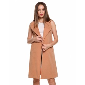 New Women Fashion Sleeveless Long Windbreaker Outwear Cardigan Vest Coat